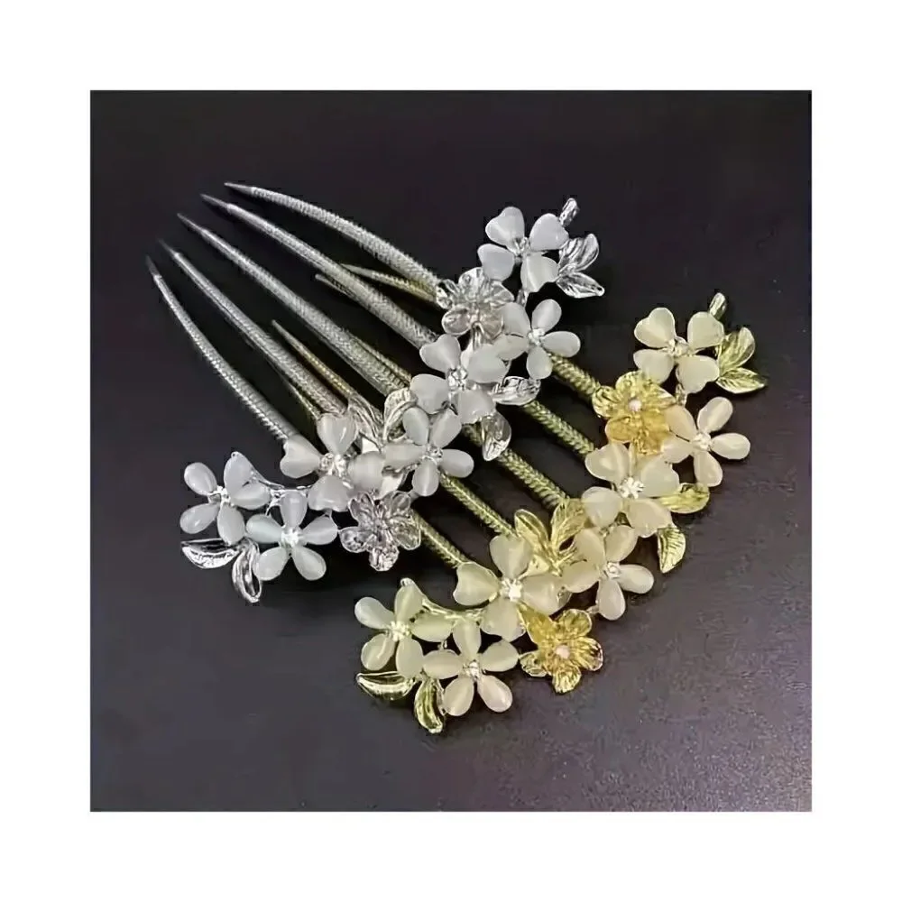 Crystal With Pearl Flowers Bridal Hair Comb For Weddings or Evening Dress